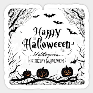 Happy Halloween typography poster with handwritten calligraphy text illustration Sticker